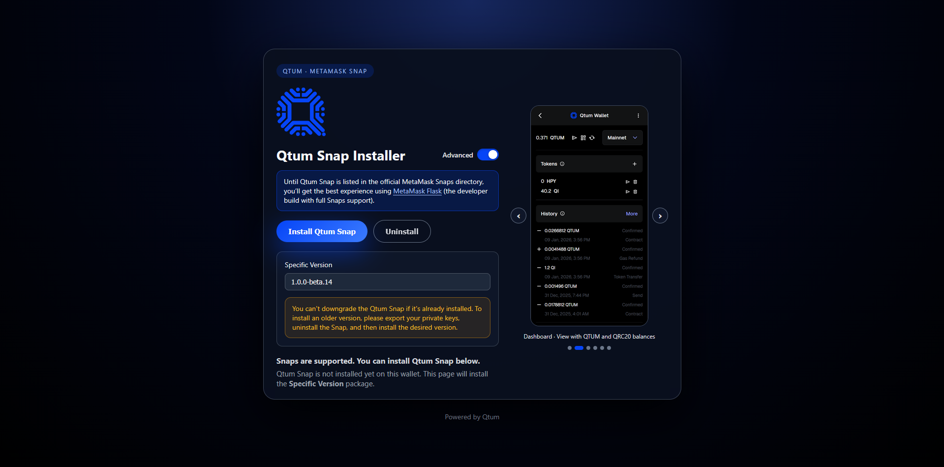 Qtum-Snap Screenshot 1
